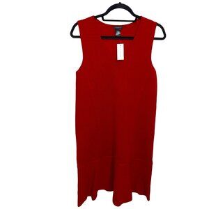 Ann Taylor Factory Knit Sleeveless Ruffle Red Sweater Dress Sz M NWT